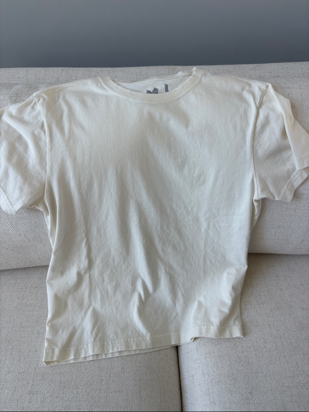 Men's Cream Short-Sleeve Cotton Tee